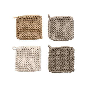 Open image in slideshow, Square Crocheted Pot Holder

